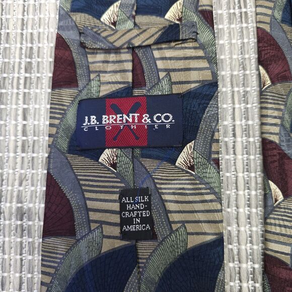 JB BRENT & Co Neck Tie All Silk Hand Crafted Vintage 90s Abstract Art to Wear - Picture 6 of 11